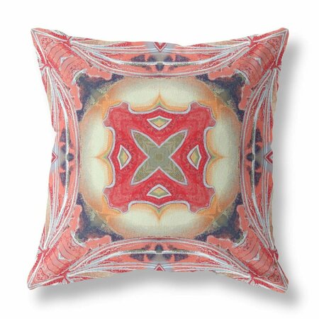 HOMEROOTS 20 in. Geo Tribal Indoor & Outdoor Throw Pillow Pink Peach & Red 411746